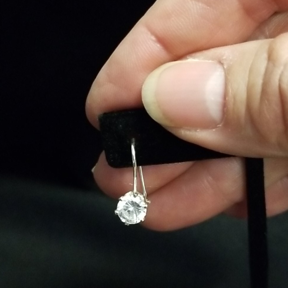 Silver CZ drop earrings